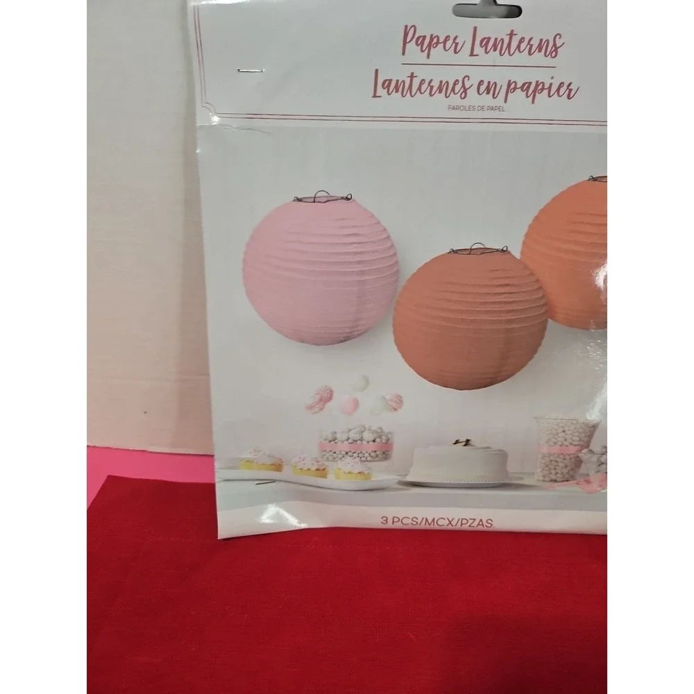 9.5 Inches 3 Piece Pink Chinese Paper‎ Lanterns New Diff Shades Of Pink